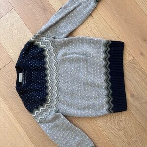 Fjallraven Navy and Gray Fair Isle Crewneck Sweater